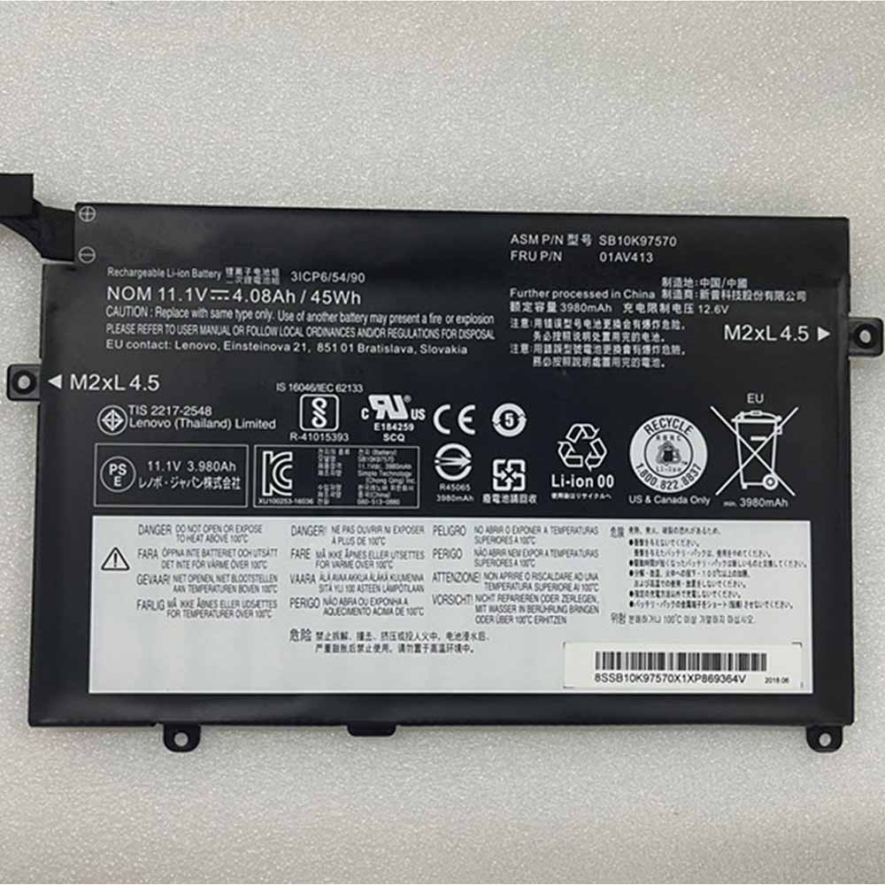 11.1V 12.6V 4.08Ah 45Wh 01AV413 Laptop Battery for Lenovo Thinkpad E470 E470C E475