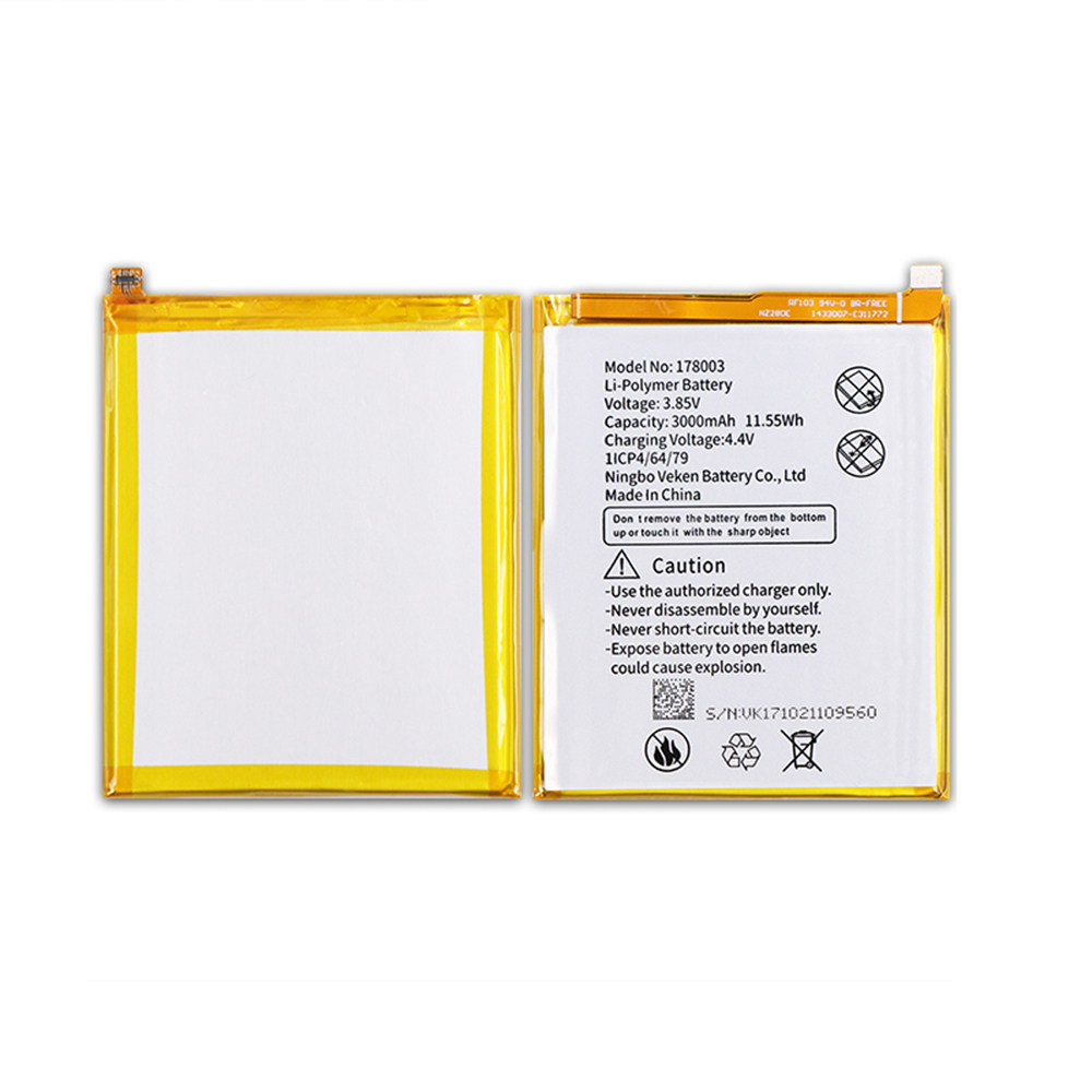 3.85V/4.40V 3000mAh/11.55WH 178003 Smartphone Battery for Vernee M5