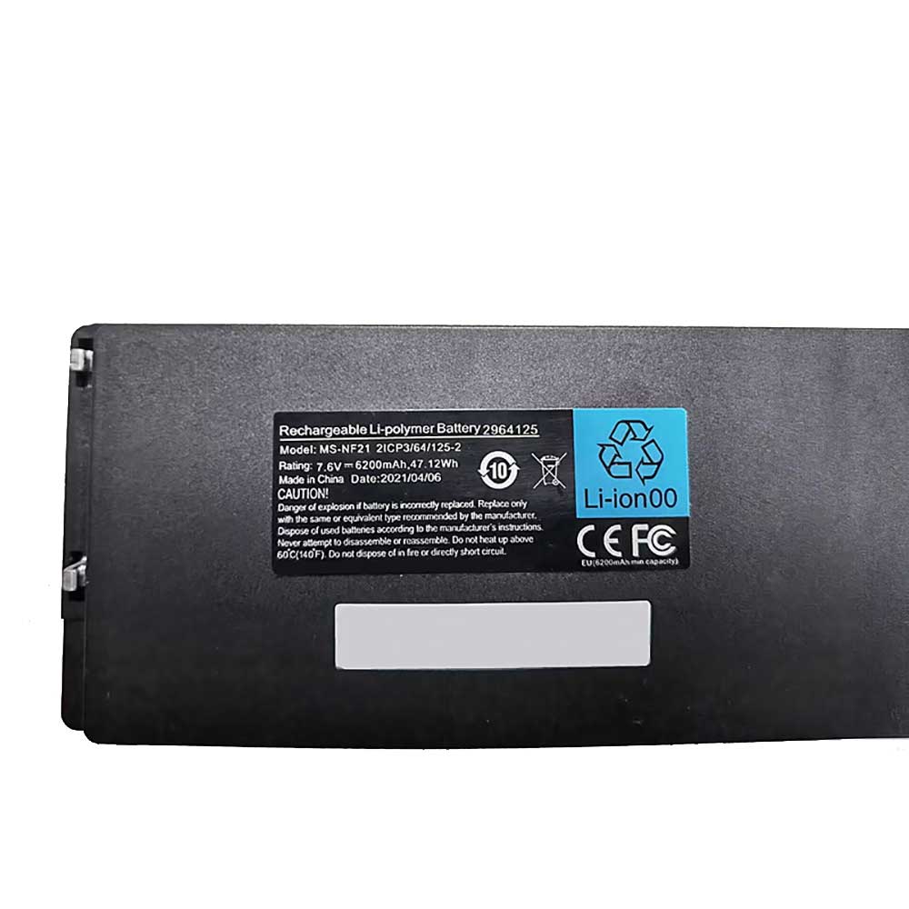 7.6V 6200mAh MS-NF21 Tablet Battery for MSI 2964125 2ICP3