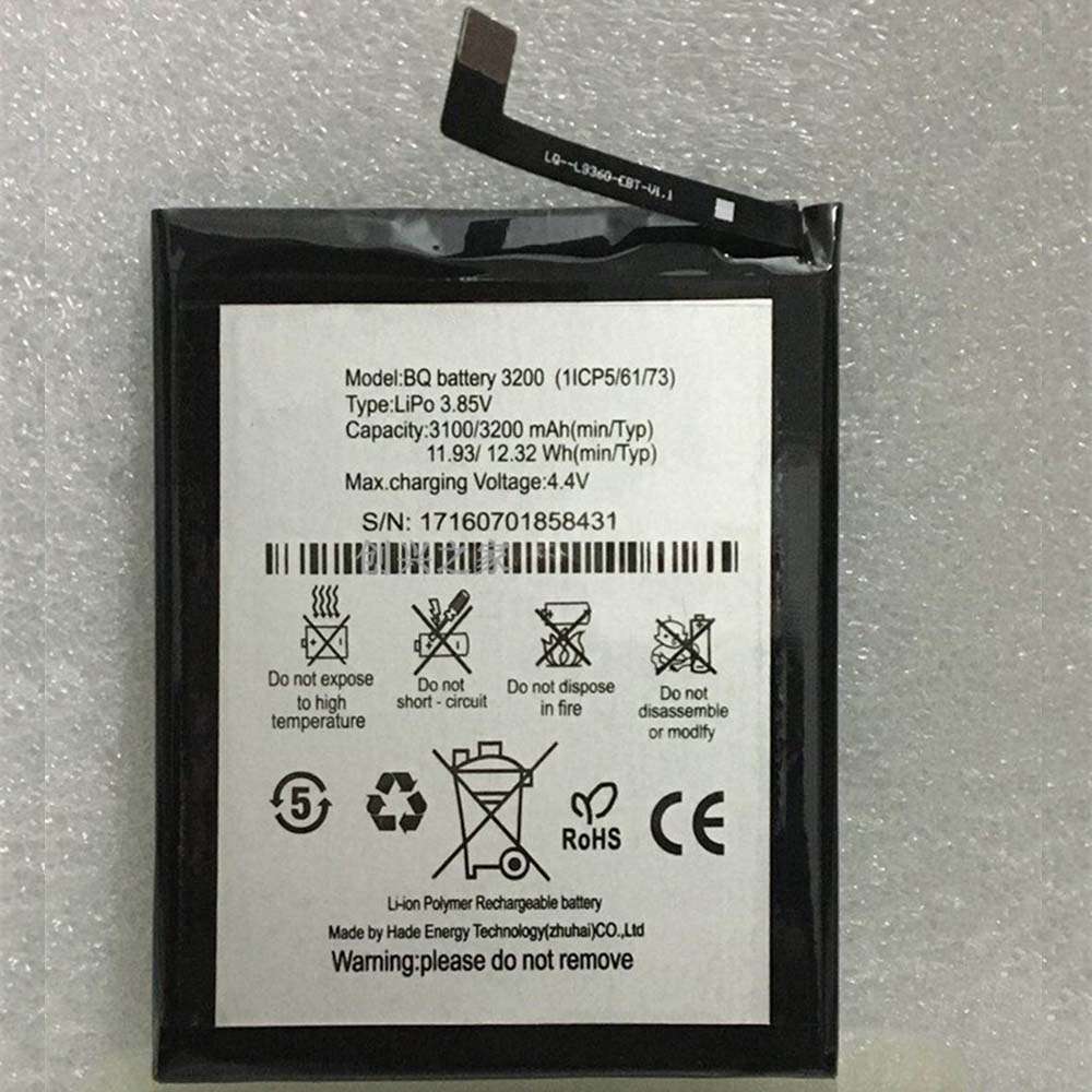 3.85V/4.4V 3100mAh/11.93WH BQ X5 Plus 3200(1ICP5/61/73) Replacement Battery