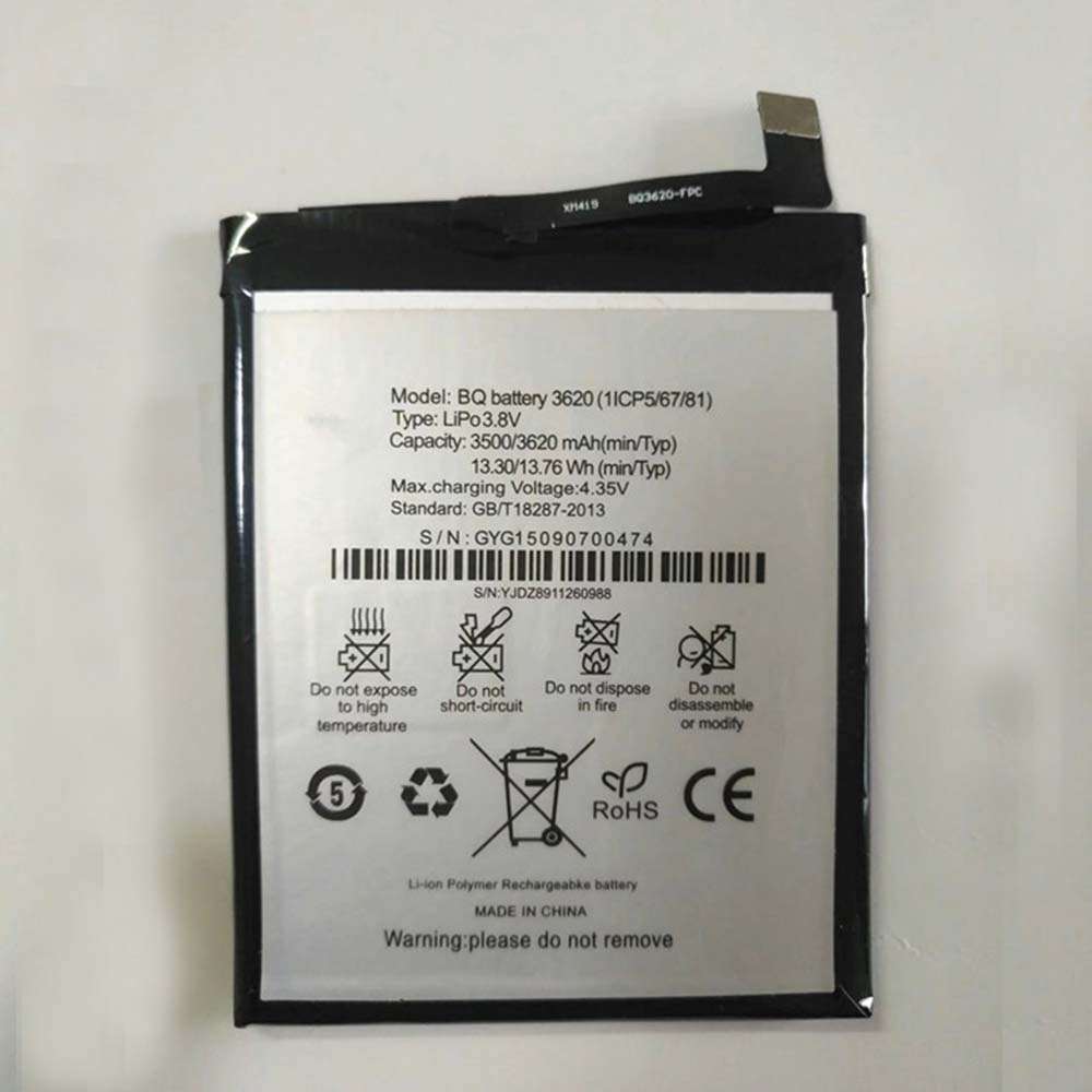 3.8V/4.35V 3500mAh/13.30WH BQ Aquaris M5.5/3620 Replacement Battery