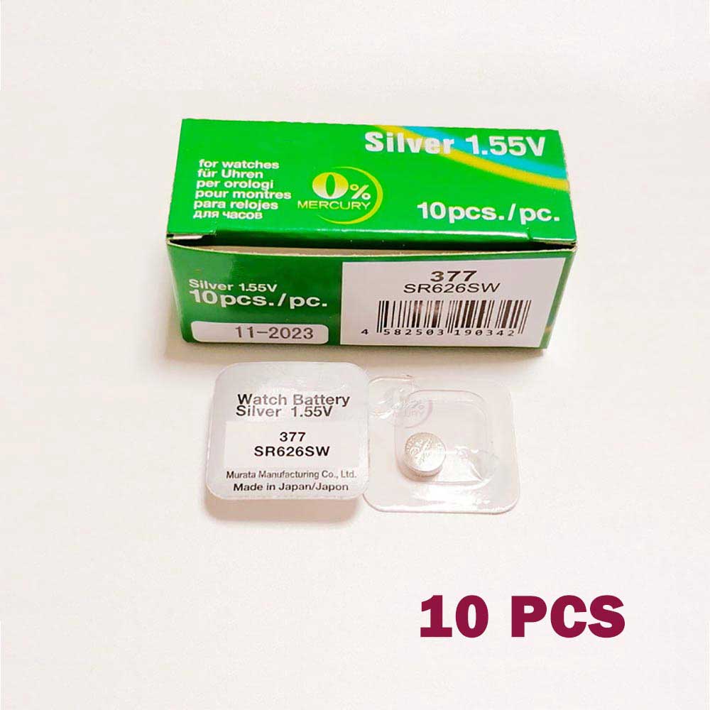 1.55V  SR626SW Button Cell Battery for Murata Sony 377 SR626SW (10 piece) SR626 V377 Watch Battery