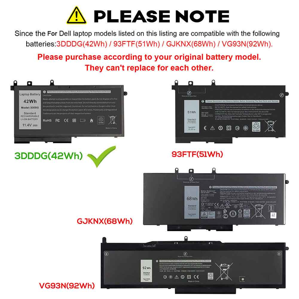 Dell Latitude 5480 5580 5280 5490 5491 5580 5590 5591 battery
