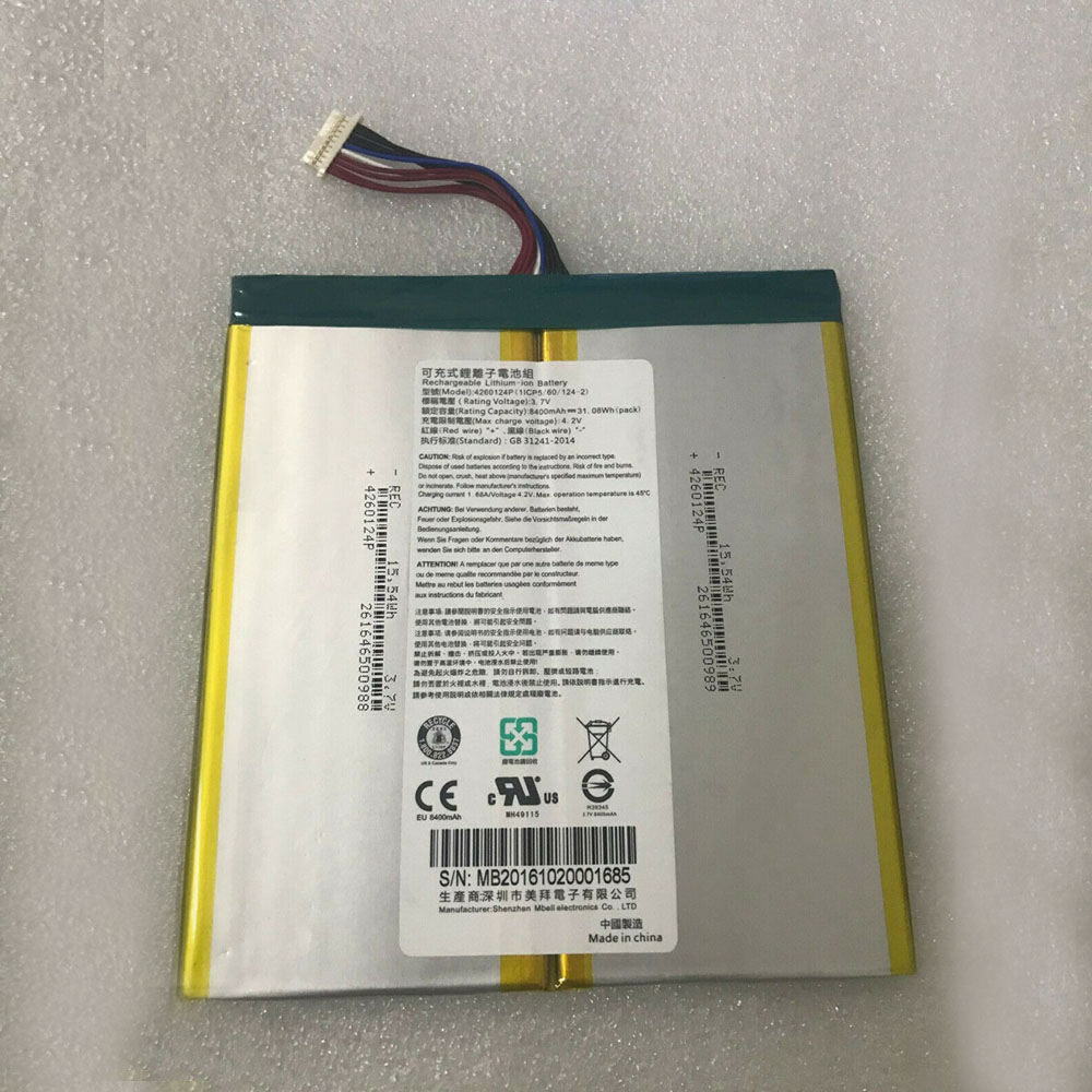 3.7V/4.2V 8400mah/31.08WH 4260124P Tablet Battery for Acer One 10 S1002