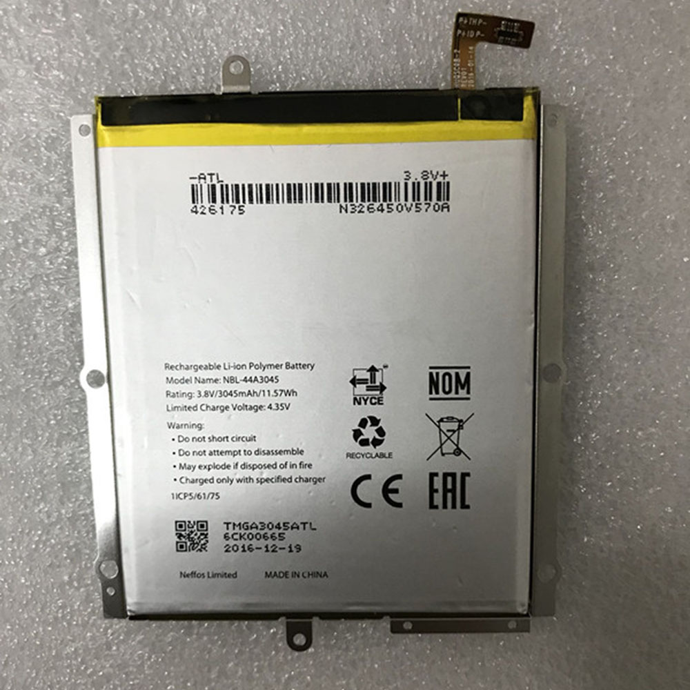 3.8V/4.35V 3045mAh/11.57WH NBL-44A3045 Smartphone Battery for TP_Link Neffos C5 Max TP702A B C E