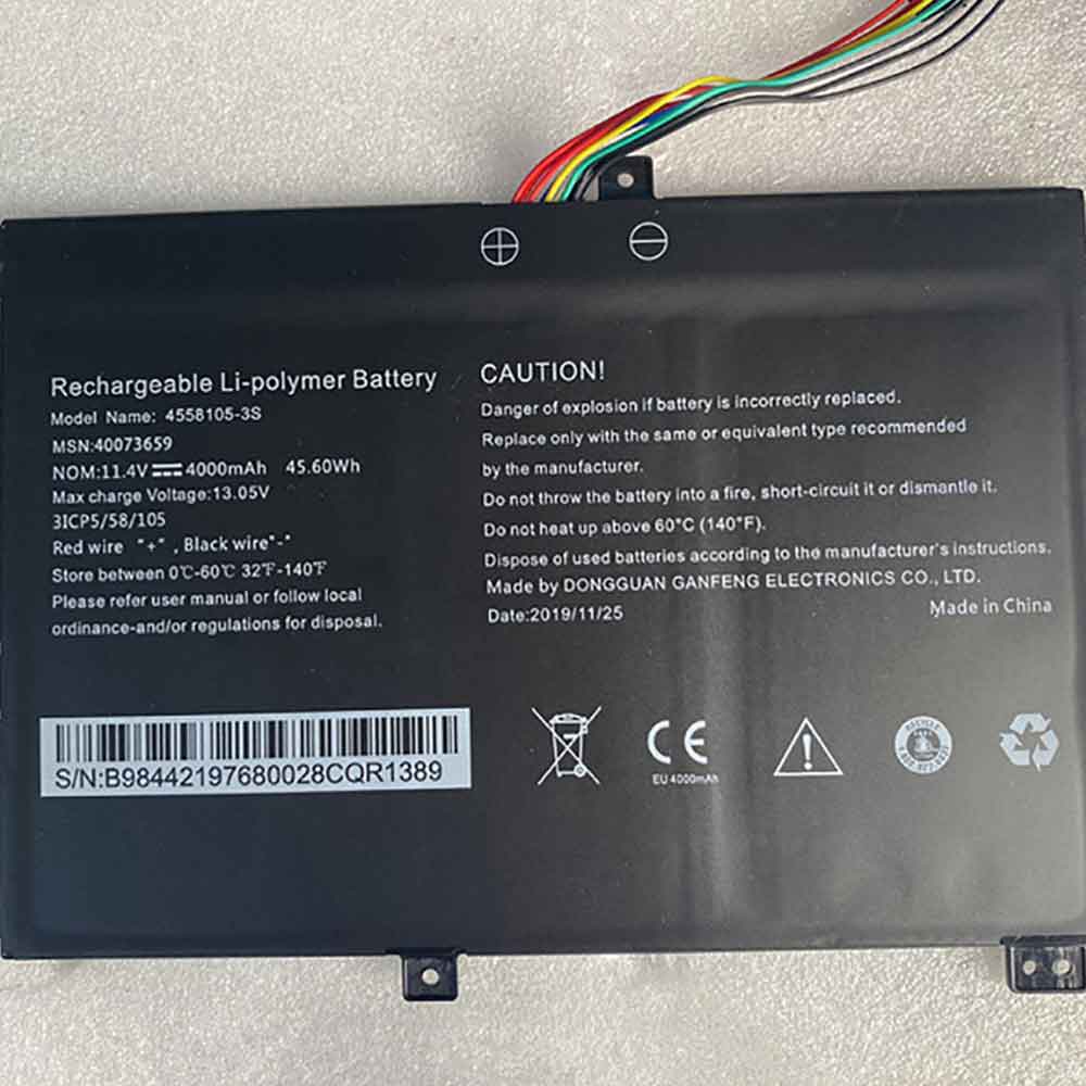 11.4V 4000mAh Rtdpart 4558105-3S 40073659 Replacement Battery