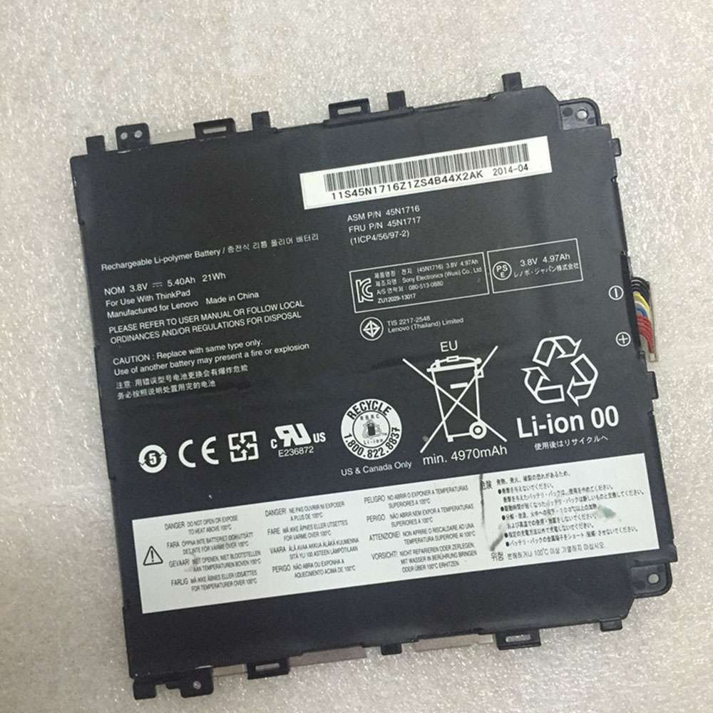 3.8V 5400mAh/21WH 45N1716 Laptop Battery for Lenovo IBM Thinkpad 8 1ICP4/56/97-2