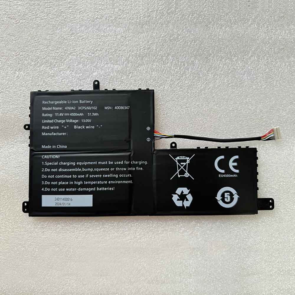 11.4V 4500mAh 4760A2 Laptop Battery for Rtdpart 40086347