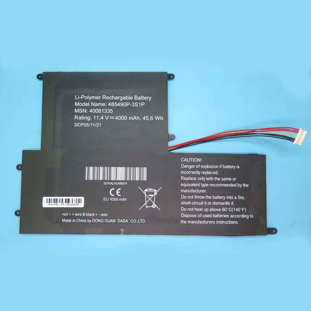 11.4V 4000mAh 485490P-3S1P Laptop Battery for EVOO EVC156-1BK