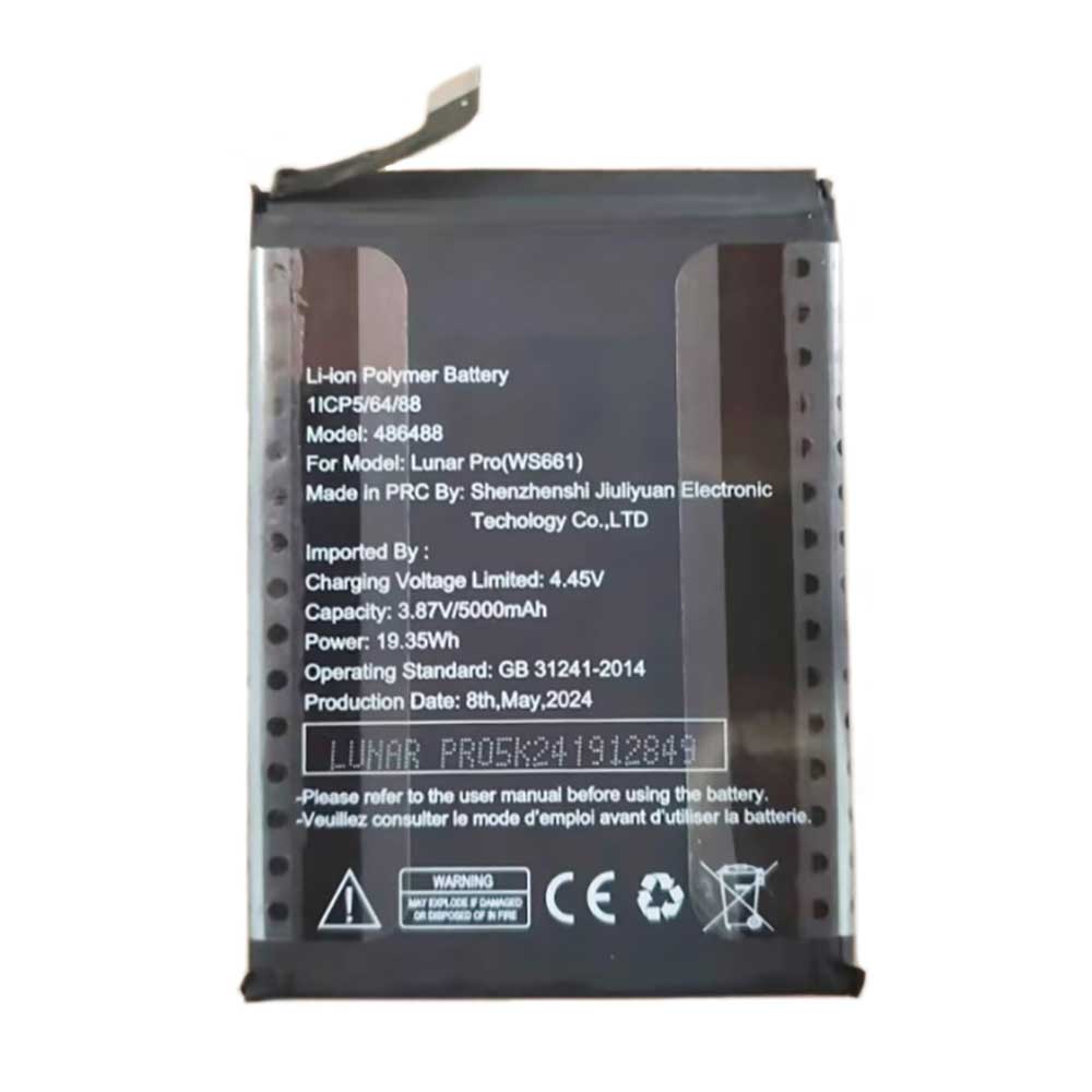 3.87V 5000mAh/19.35Wh 486488 Smartphone Battery for Logicom Lunar Pro(WS661)
