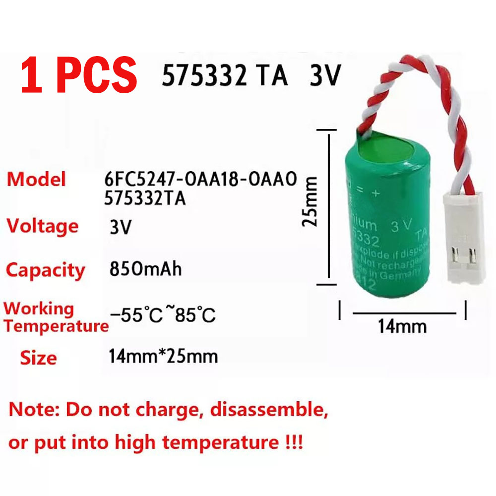 3V 850mAh 575332TA PLC Battery for Siemens 6FC5247-0AA18-0AA0