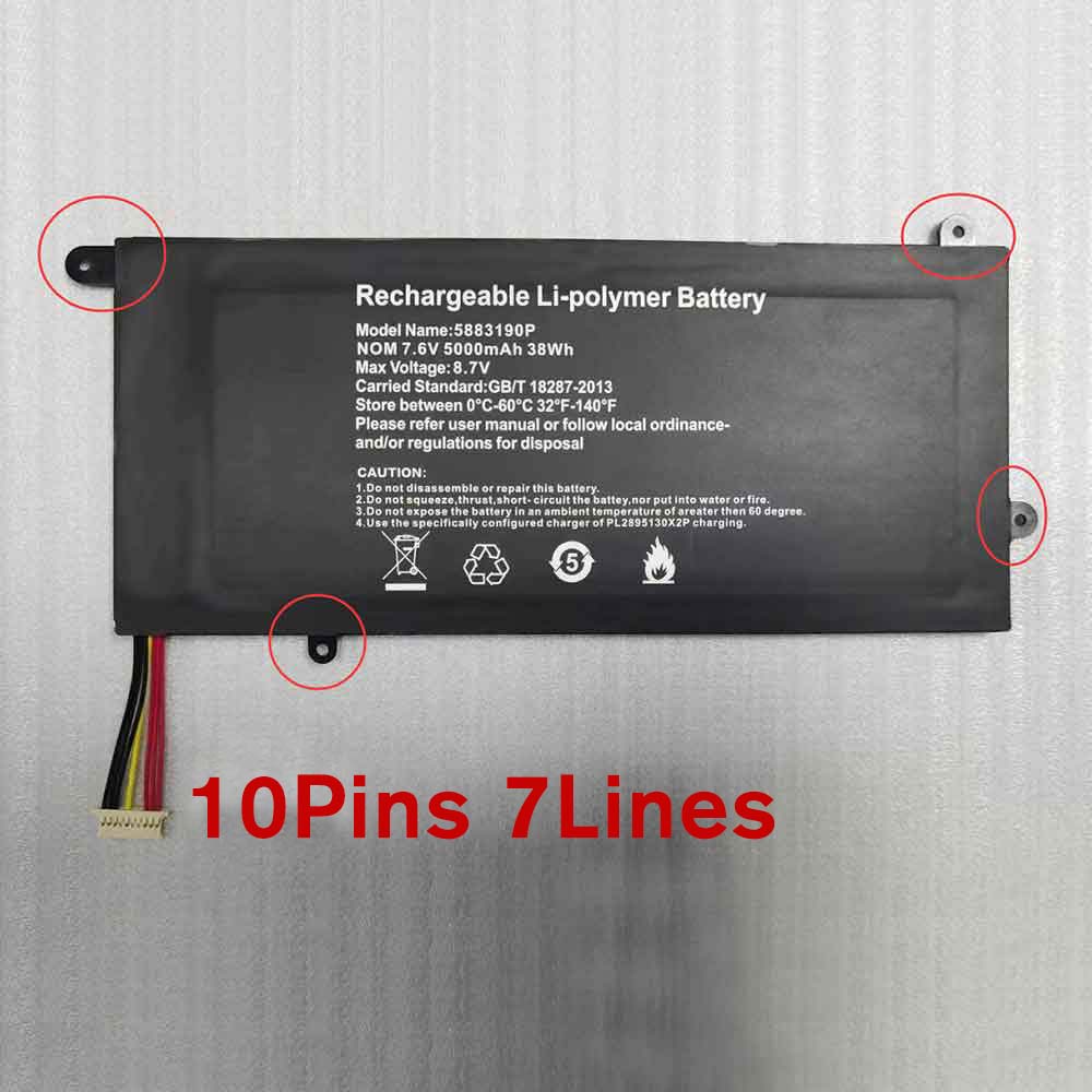 7.6V 5000mAh 5883190P Laptop Battery for Vastking K136T K157 K149U S133 HW37154200