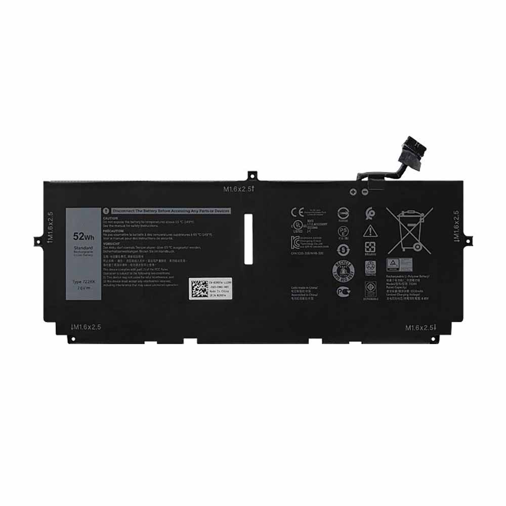 7.6V/8.85V 52Wh 722KK Laptop Battery for Dell XPS 13 9300 9310 2020