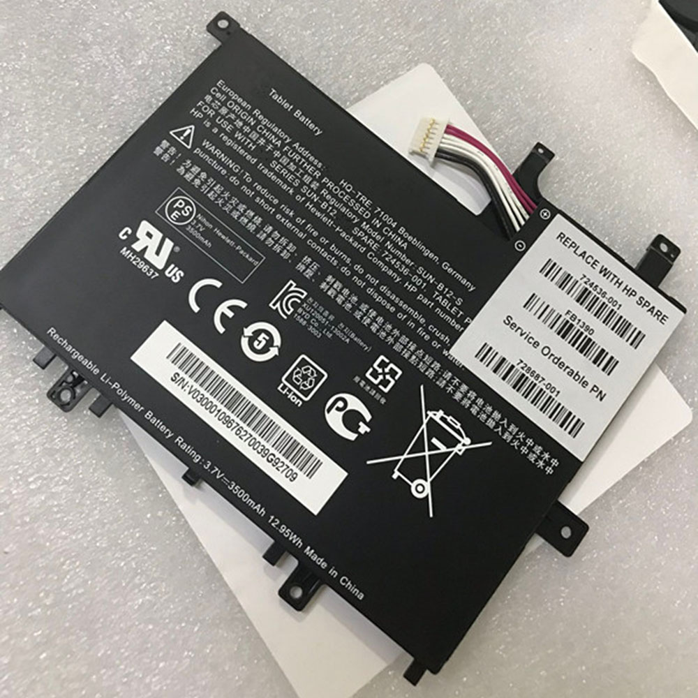 3.7V 12.95Wh/3500mAh 724536-001 Tablet Battery for HP SUN-B12-S Slate 7 Tablet
