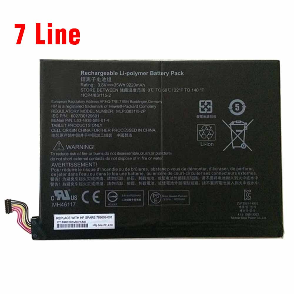 HP Pavilion X2 10-K010NR 7 Cables battery