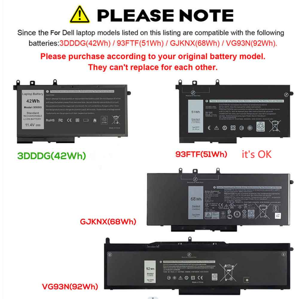 Dell Latitude 5280 5480 5580 5290 5490 D4CMT 4YFVG battery