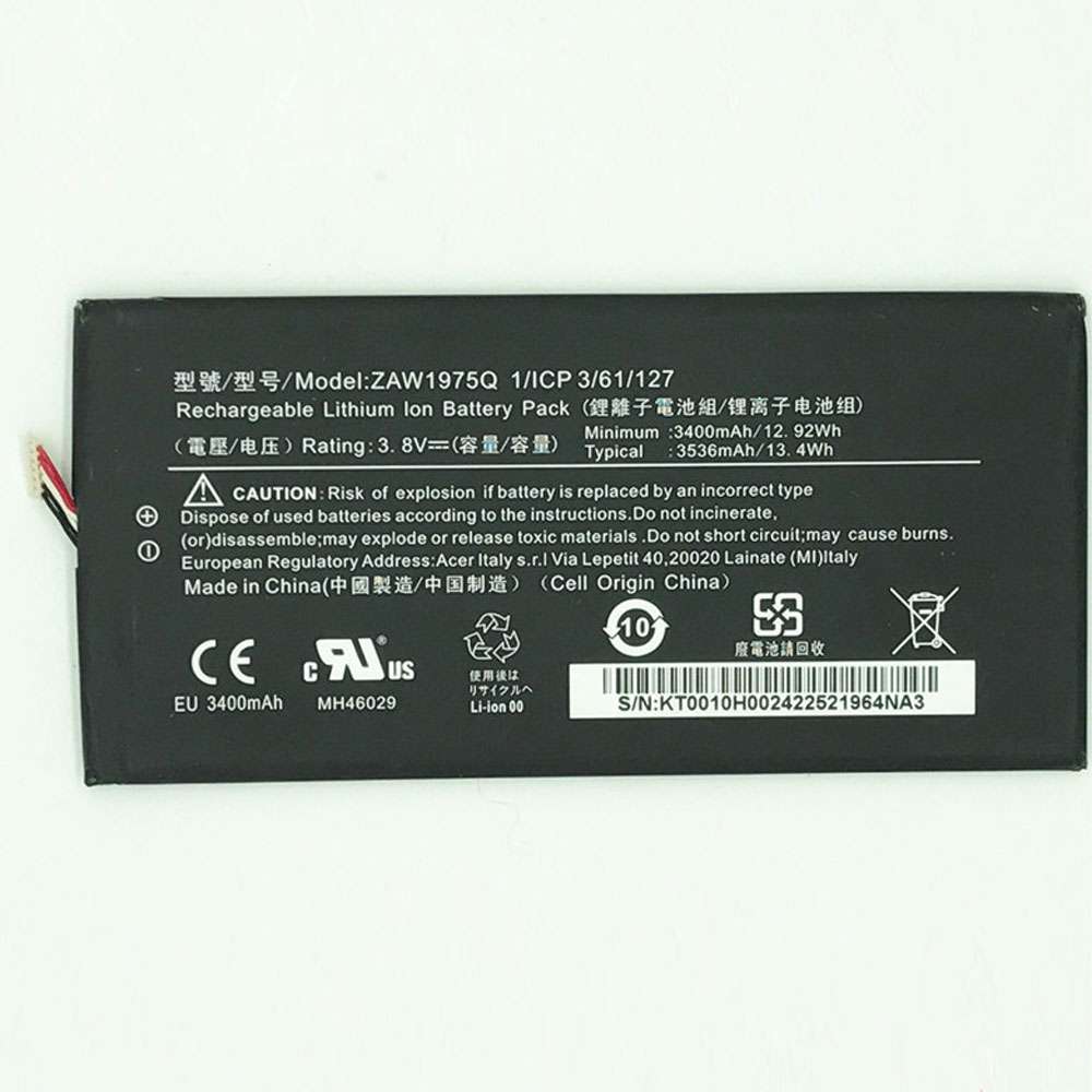 3.8V/4.4V 3400mah /12.92WH ZAW1975Q Tablet Battery for Acer A1-713 A1-713HD Iconia Tab7 LZ