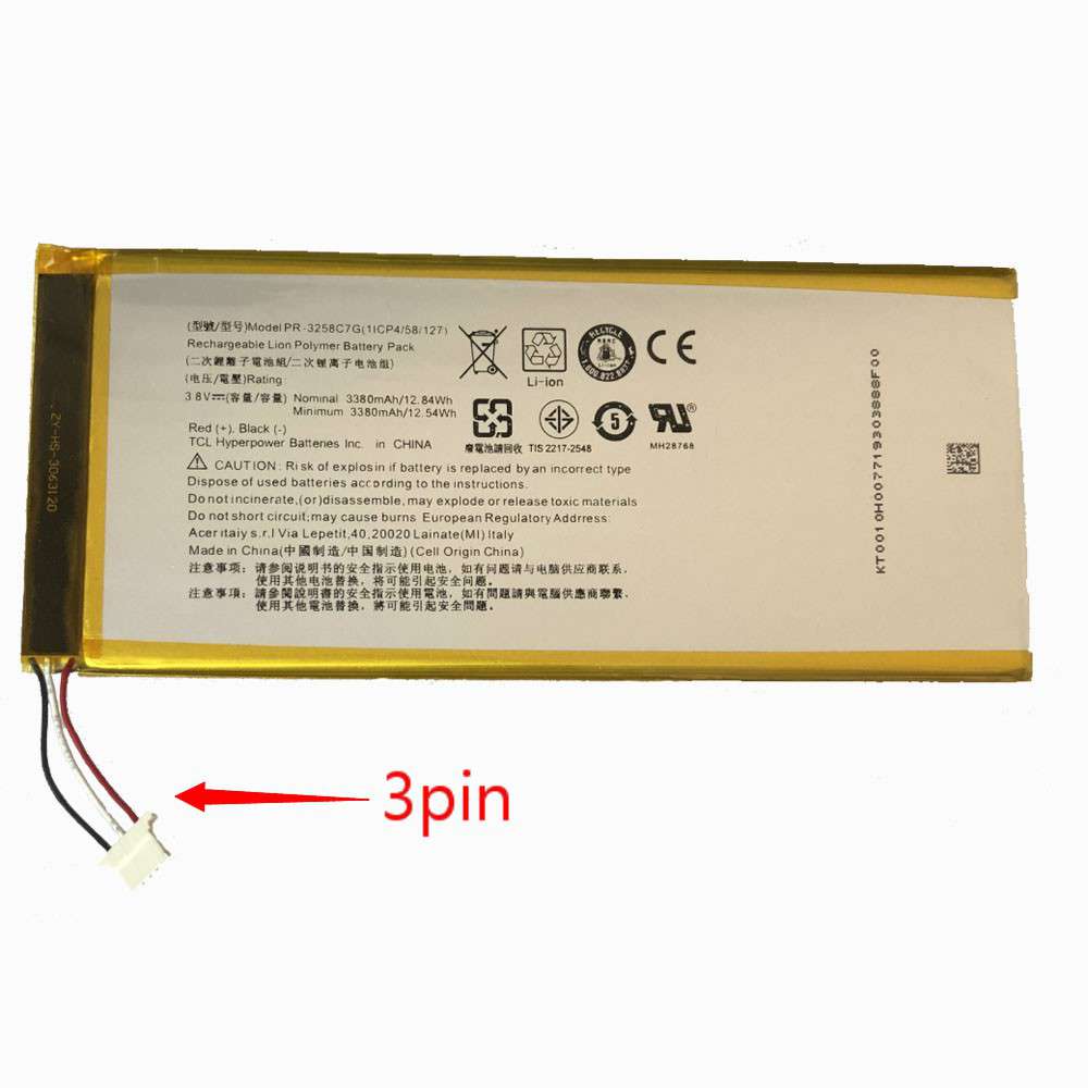 3.8V 3380mAh/12.84WH Acer Iconia Talk S A1-734 Replacement Battery