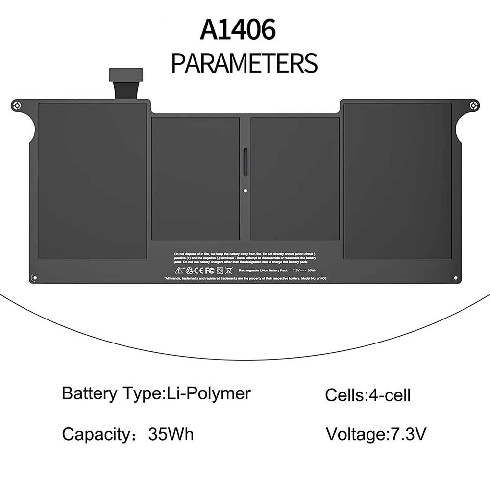 7.3V 35Wh A1406 Laptop Battery for Apple MacBook Air 11 inch A1370(Mid 2011) A1465(Mid 2013)