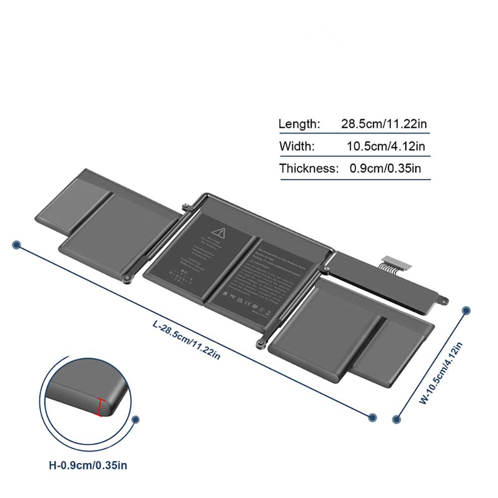 11.42V 6559mAh/74.9Wh A1493 Laptop Battery for Apple MacBook Pro 13 inch A1502 Retina Early 2015