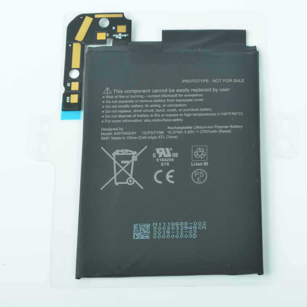 3.83V/4.35V 37Wh/2707mAh A3HTA023H Tablet Battery for Microsoft A3HTA023H 1ICP3/71/98