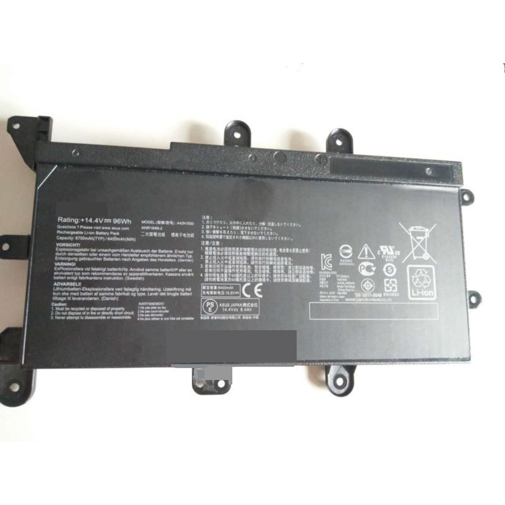 14.4V 6600mAh/96WH A42N1830 Laptop Battery for Asus ROG G703GX-EV117T G703GX-XS71 PS91k XS98K