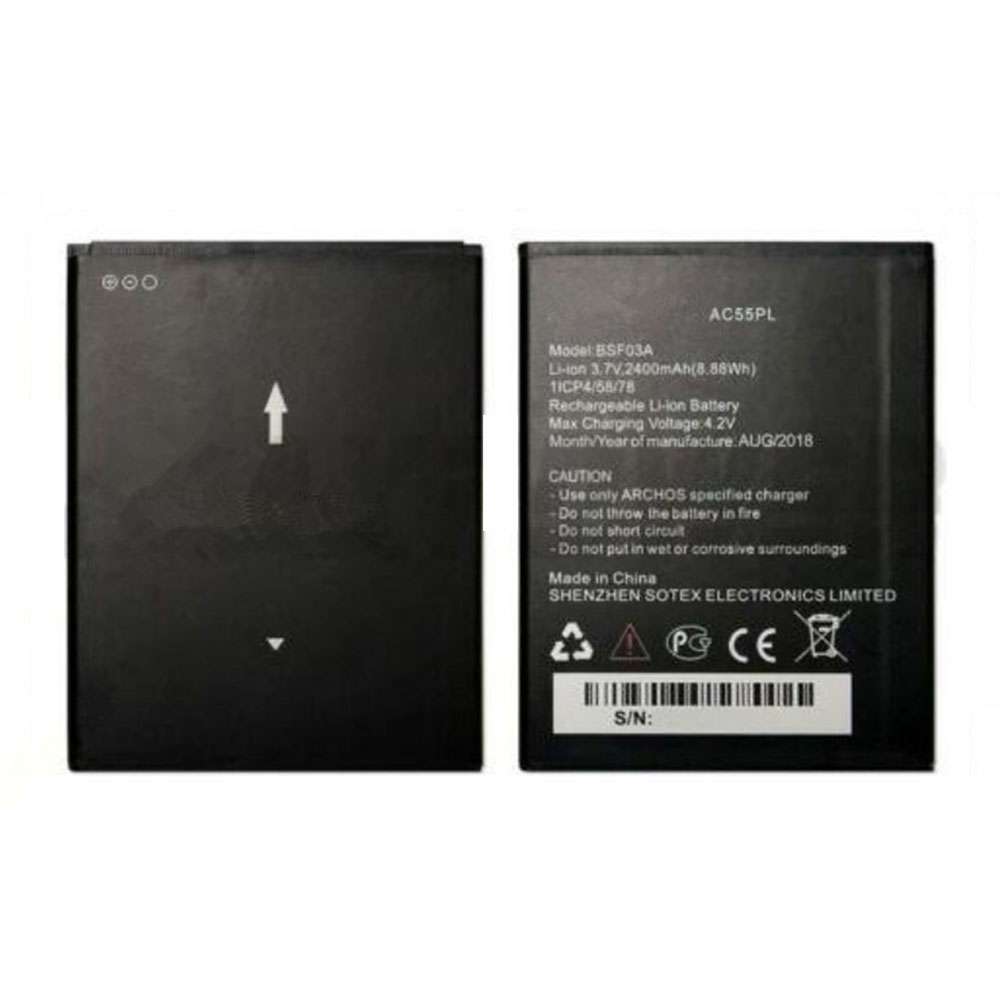 3.7V/4.2V 2400mAh/8.8WH AC55PL Smartphone Battery for Archos 55 Platinum
