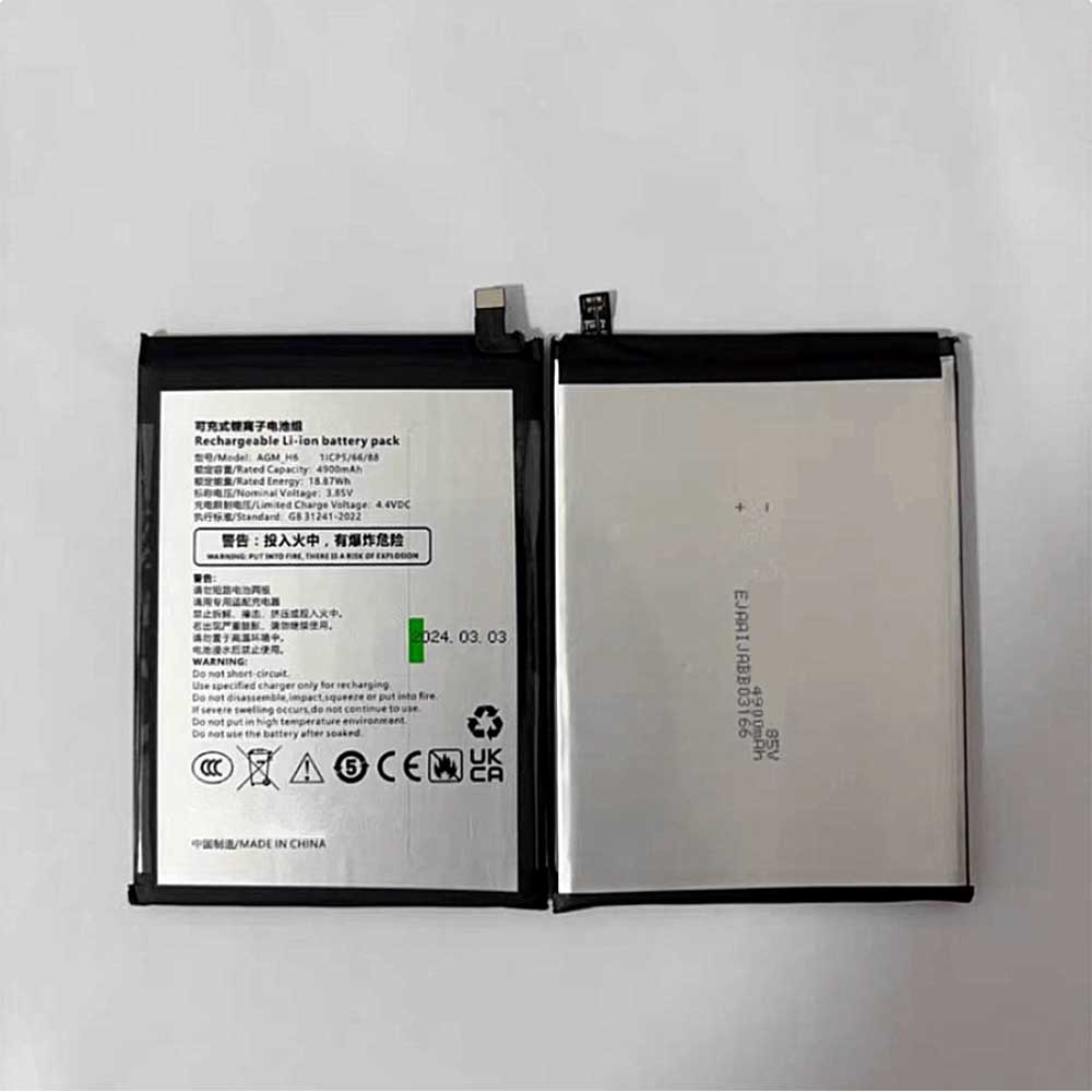 3.85V 4900mAh H6 Smartphone Battery for AGM H6
