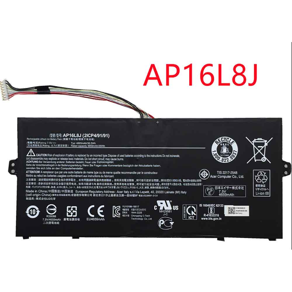 7.5V 4865mAh AP16L8J Laptop Battery for Acer Chromebook Spin 311 CP311-3H-K2RJ