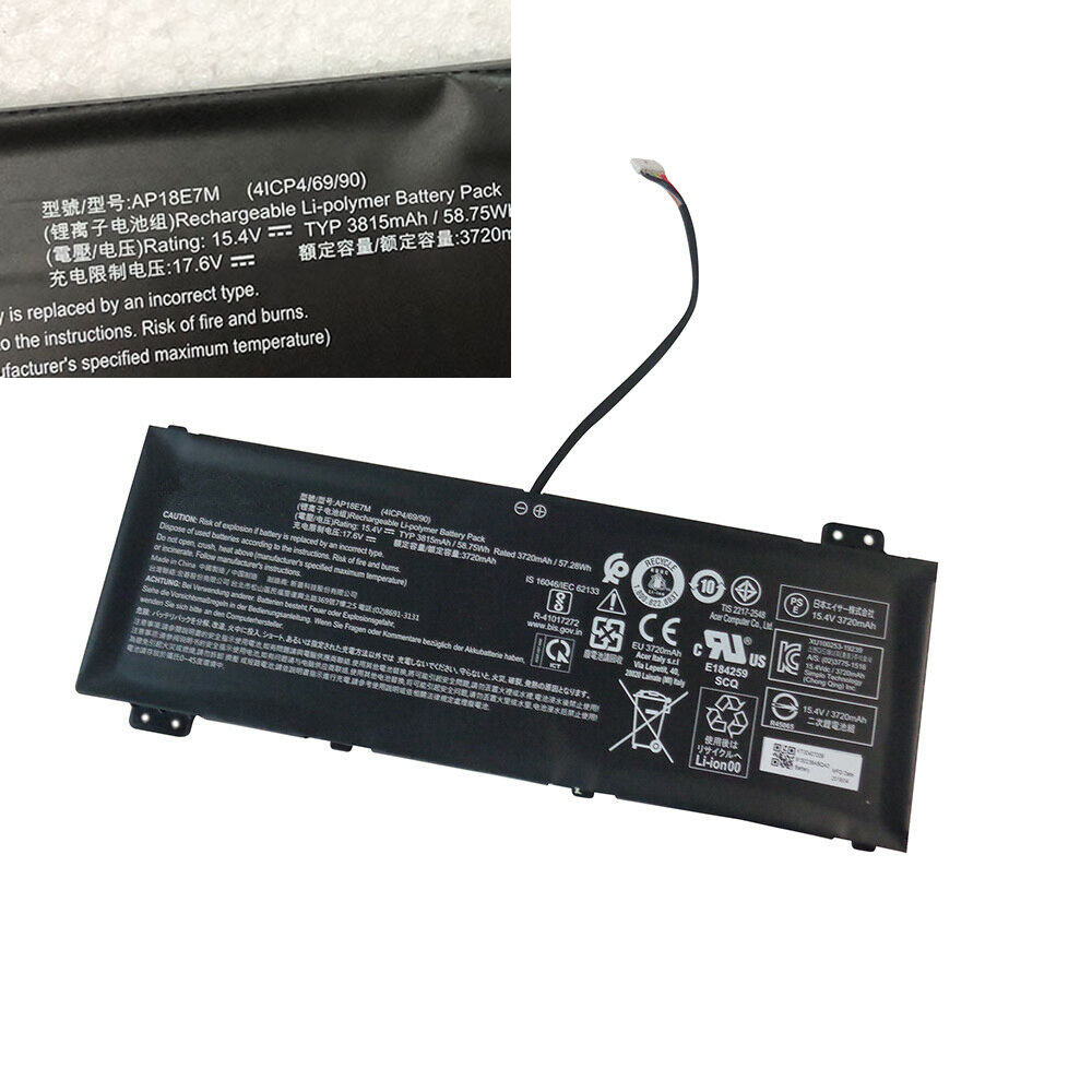 15.4V 3815mAh/58.75Wh AP18E7M Laptop Battery for Acer Nitro An515-54-54W2 Nitro 7 Nitro 5 AN517-51-5