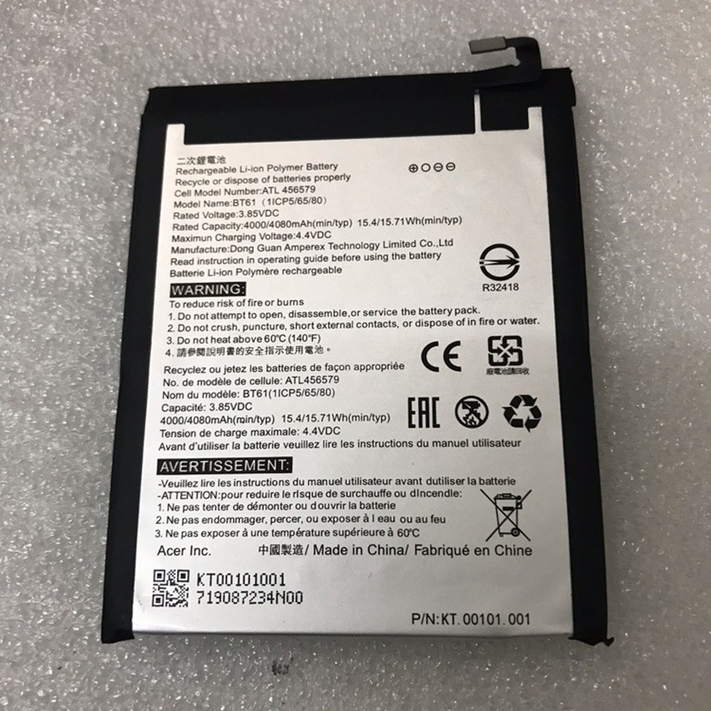 3.85V/4.4V 4000mAh/15.4WH Acer Liquid Z6 Plus ATL456579 Replacement Battery