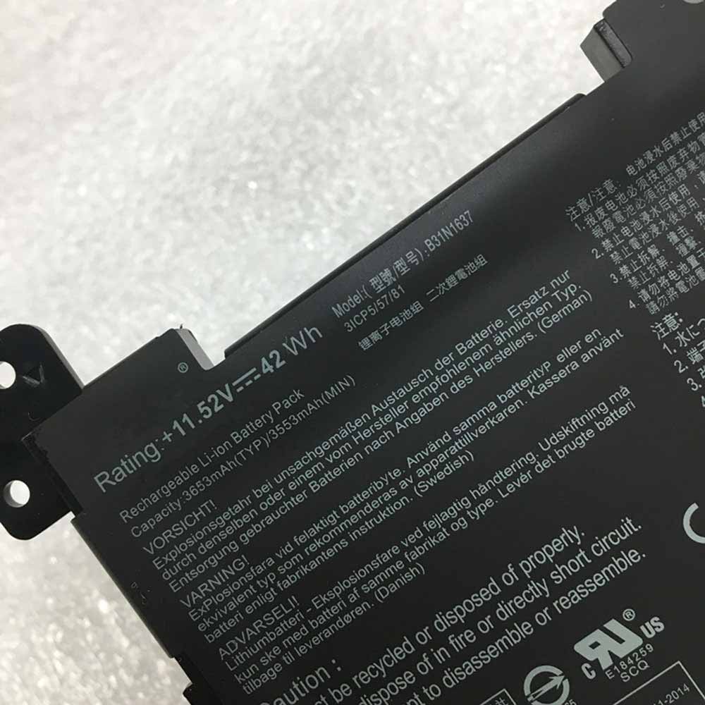 Asus S510UQ X510UR-3B X510UN-1A B31N1637 B31Bi9H Series battery