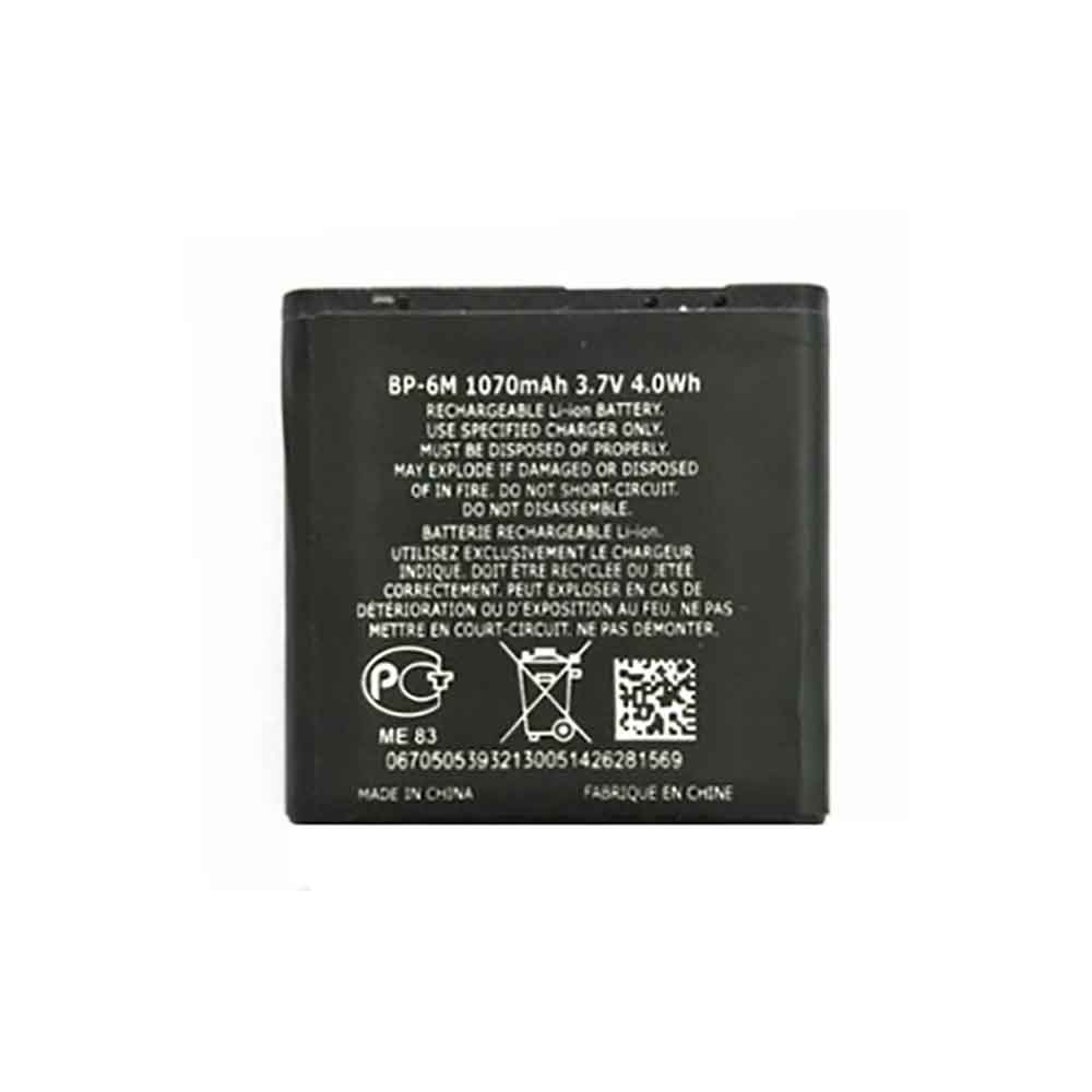 3.7V 1070mAh BP-6M Smartphone Battery for Nokia N73 N77 N93 3250 6151