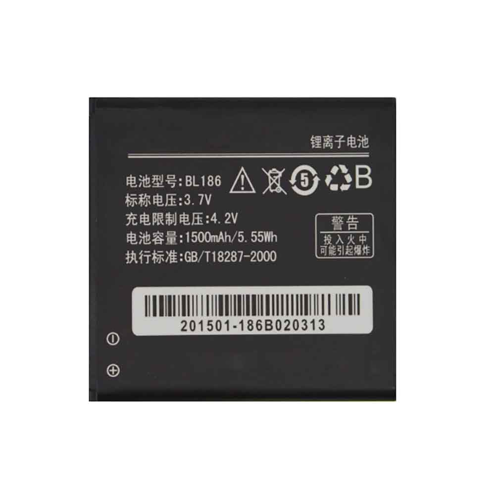 3.7V 1500mAh BL186 Smartphone Battery for Lenovo A668T