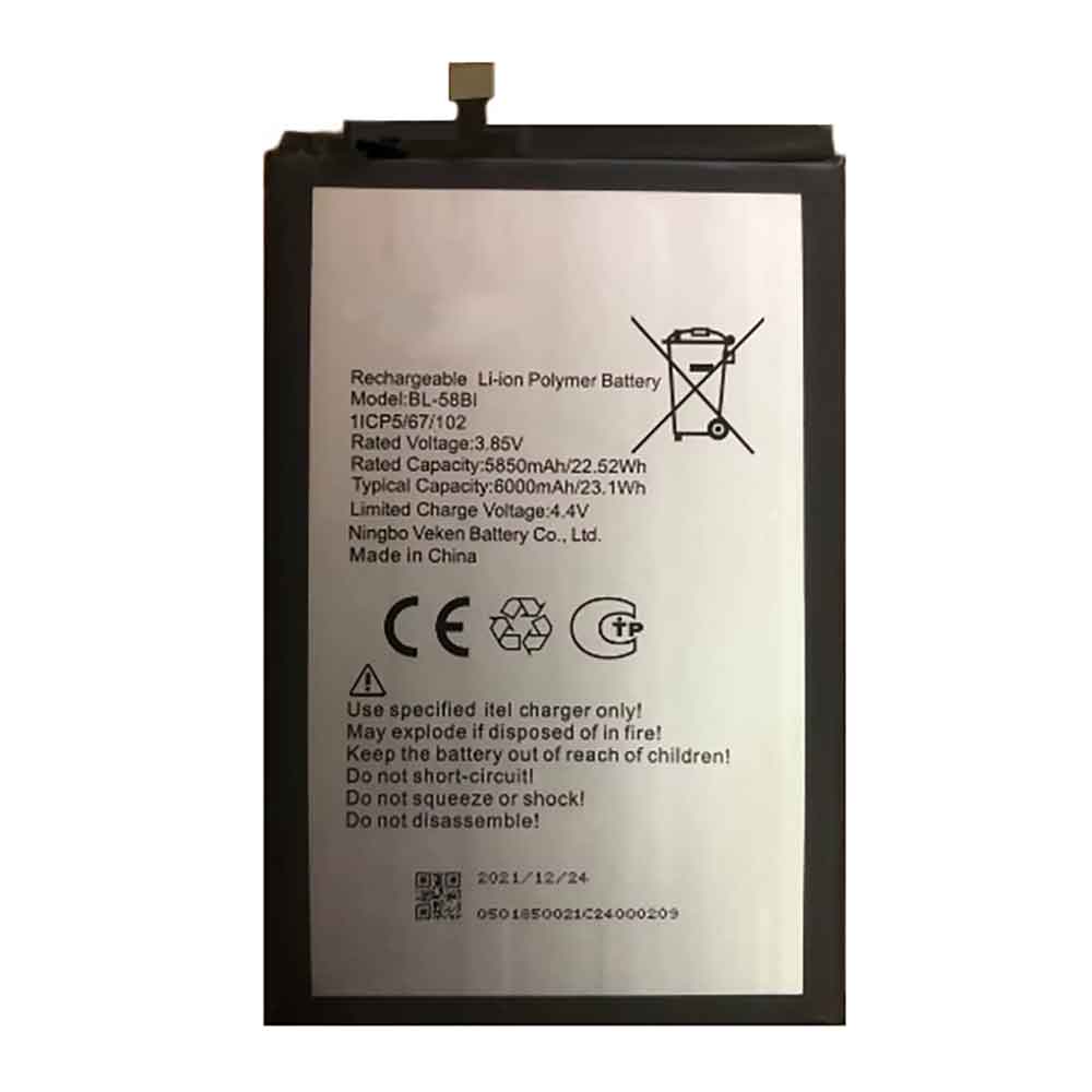 3.85V 6000mAh BL-58BI Smartphone Battery for Infinix BL-58BI