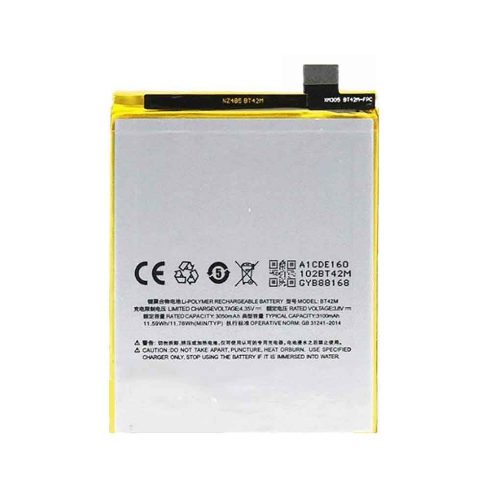3.8V 3100mAh BT42M Smartphone Battery for Meizu Meilan M1 Metal