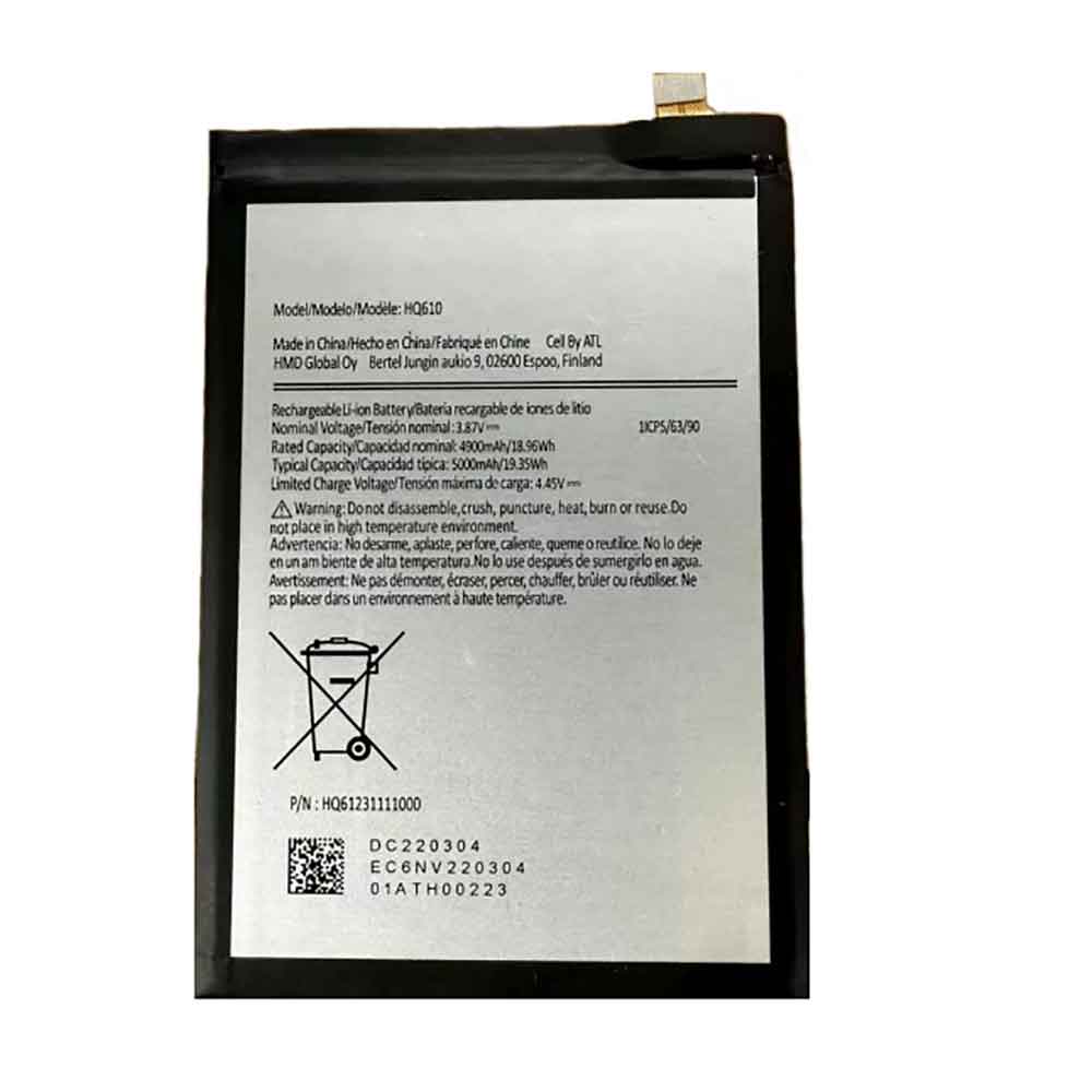 3.87V 5000mAh HQ610 Smartphone Battery for Nokia HQ610