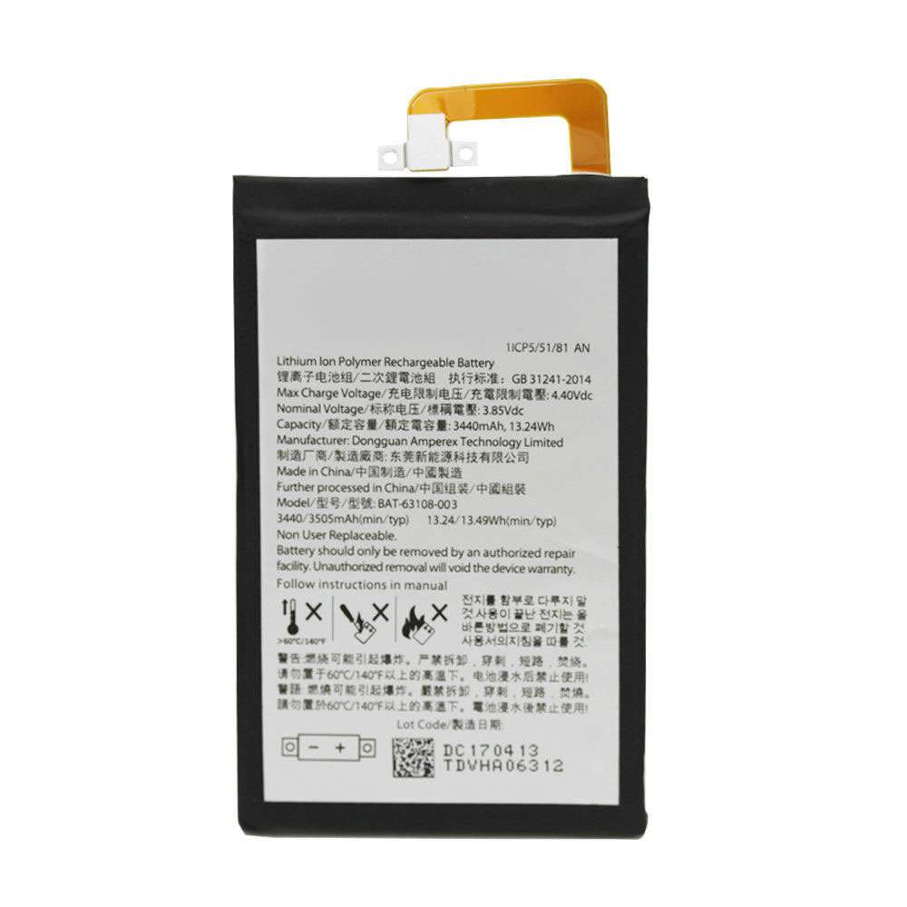 3.85 V 3440 mAh 13.24Wh Blackberry Keyone DTEK70 DK70 Replacement Battery