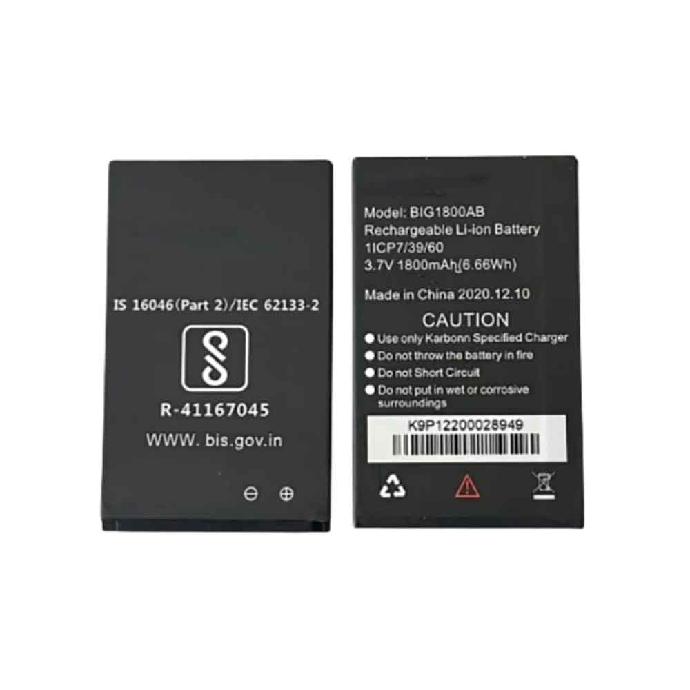 3.7V 1800mAh BIG1800AB Smartphone Battery for Karbonn BIG1800AB