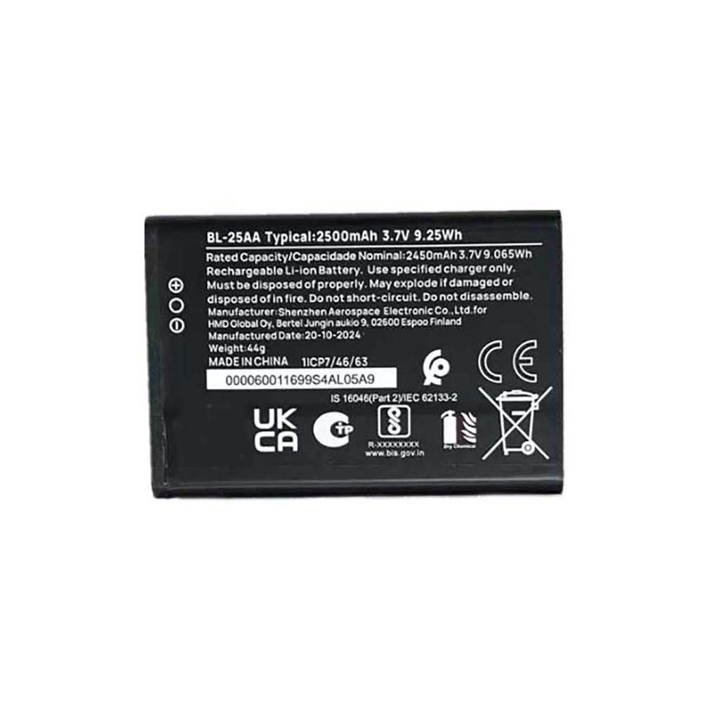 3.7V 2500mAh BL-25AA Smartphone Battery for Nokia BL-25AA