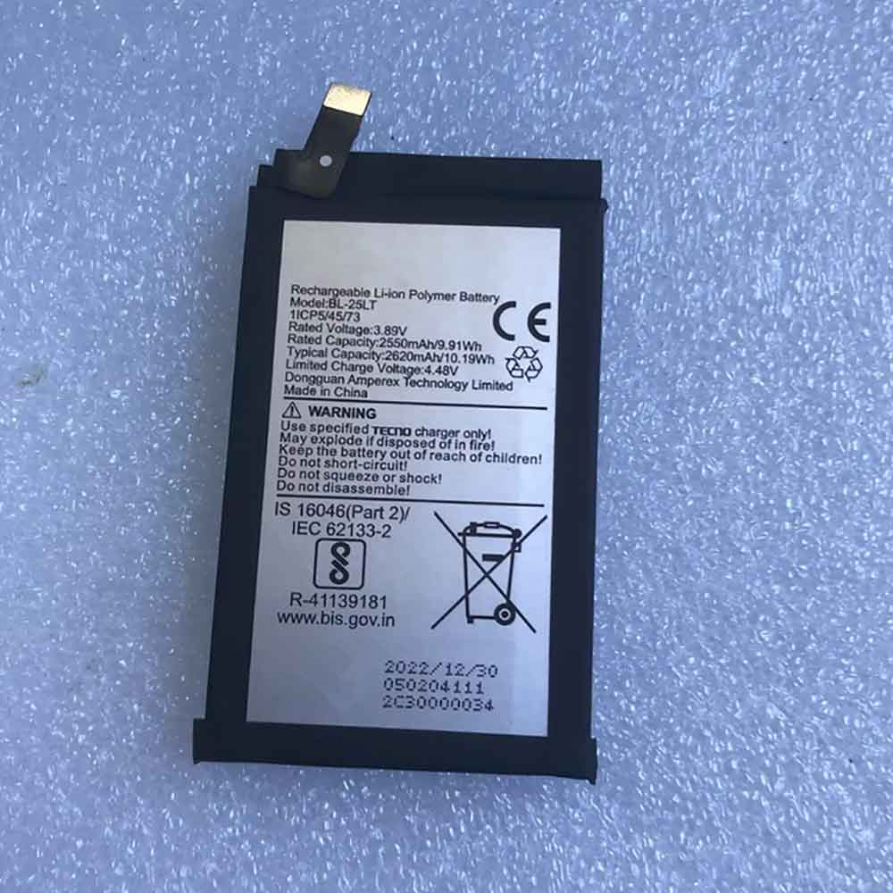 3.89V 2550mAh BL-25LT Smartphone Battery for Tecno BL-25LT