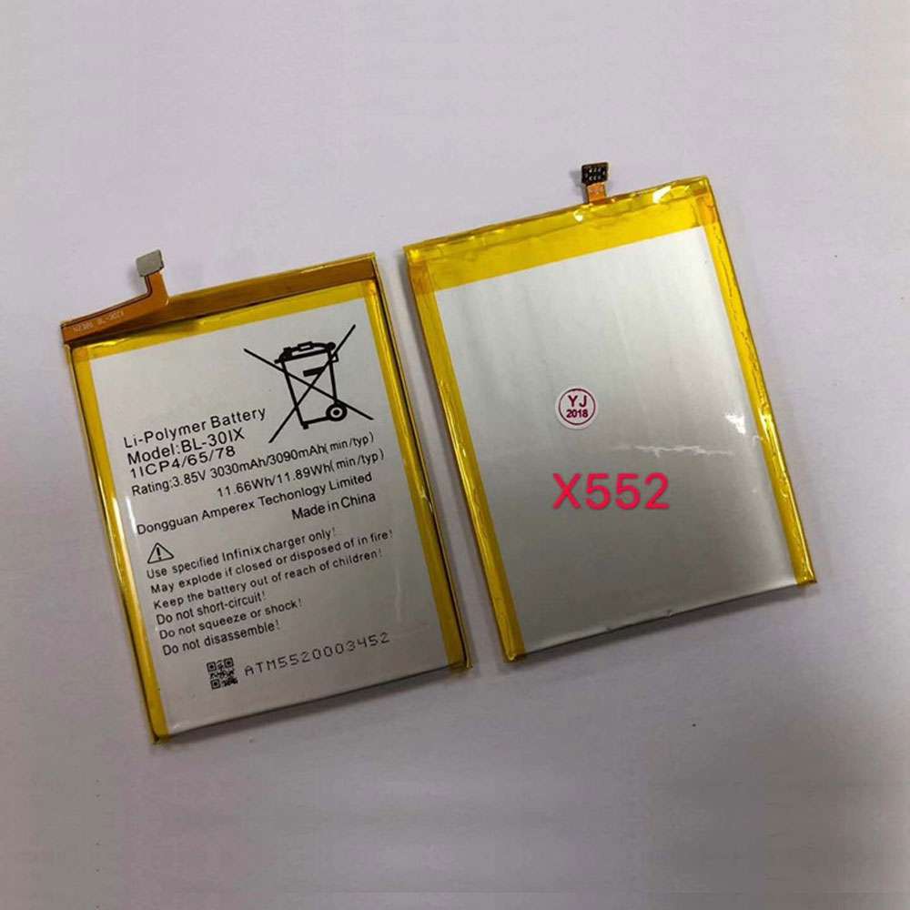 3.85V/4.4V 3030mAh/11.66WH BL-30IX Smartphone Battery for INFINIX ZERO 3 X552