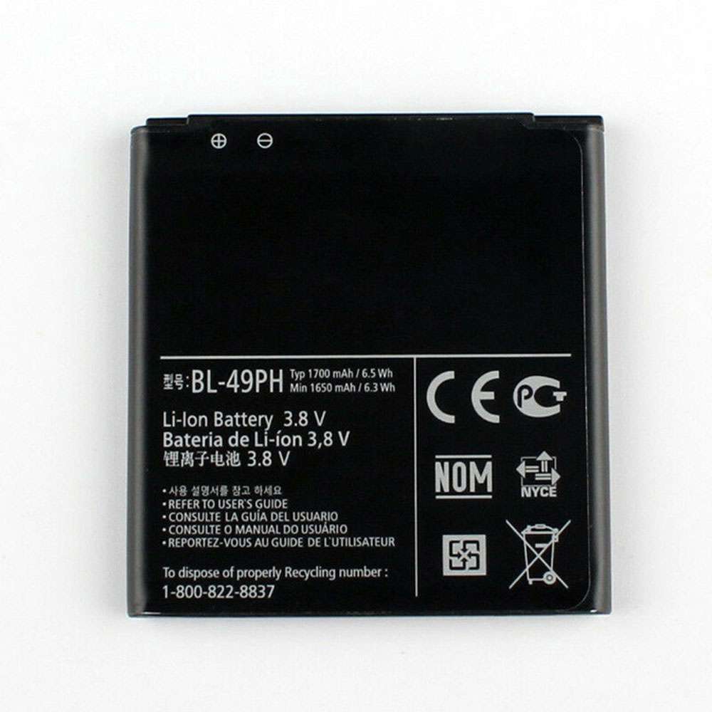3.8V/4.35V 1650mAh/6.3WH BL-49PH Smartphone Battery for LG F120 F120K F120L