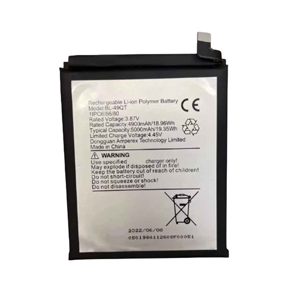 3.87V 5000mAh BL-49QT Smartphone Battery for Tecno BL-49QT
