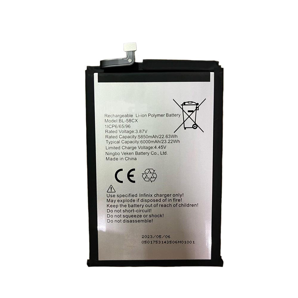 3.87V 6000mAh BL-58CX Smartphone Battery for Infinix BL-58CX