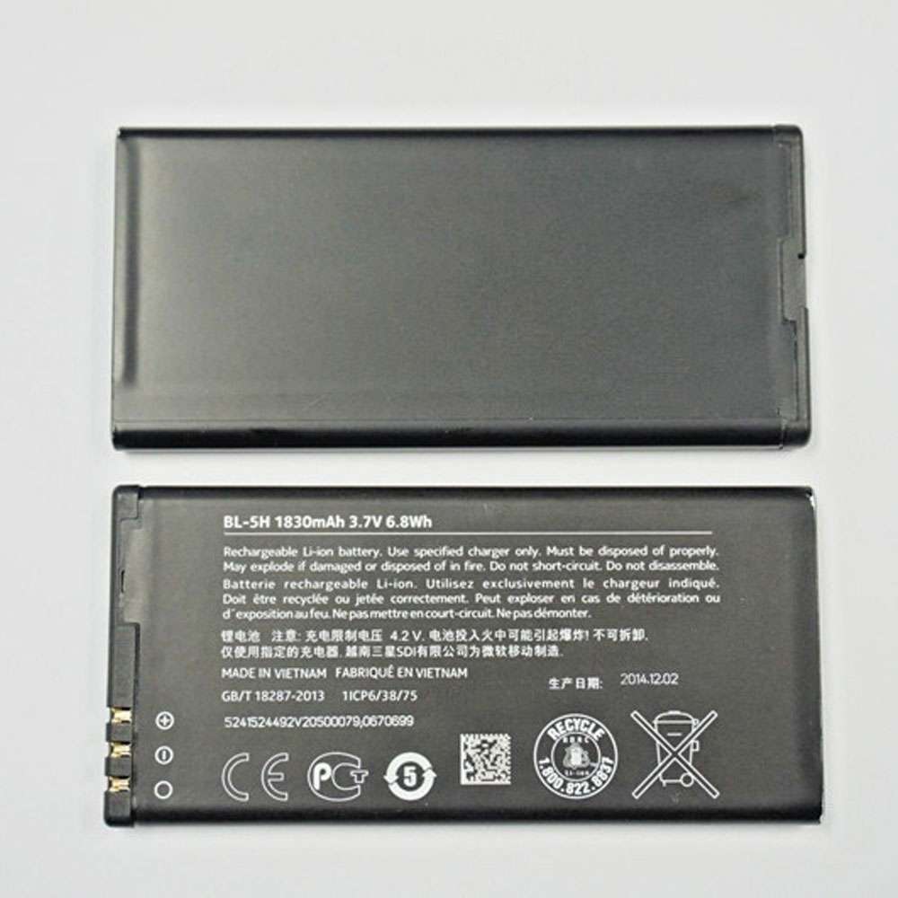 3.7V 1830MAH/6.8WH BL-5H Smartphone Battery for Nokia Lumia 630 635 636 638
