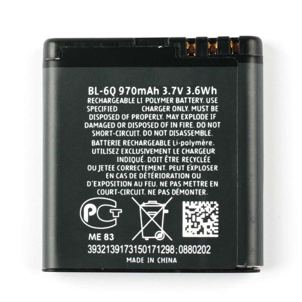 3.7V 970mAh/3.6WH BL-6Q Smartphone Battery for Nokia 6700C 6700