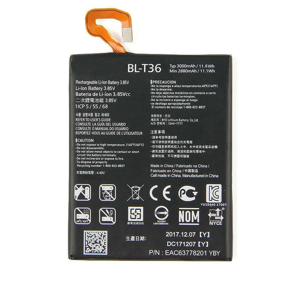 3.85V/4.40V 2880mAh/11.1WH BL-T36 Smartphone Battery for LG K30 X410/K40 X420/K12 Plus