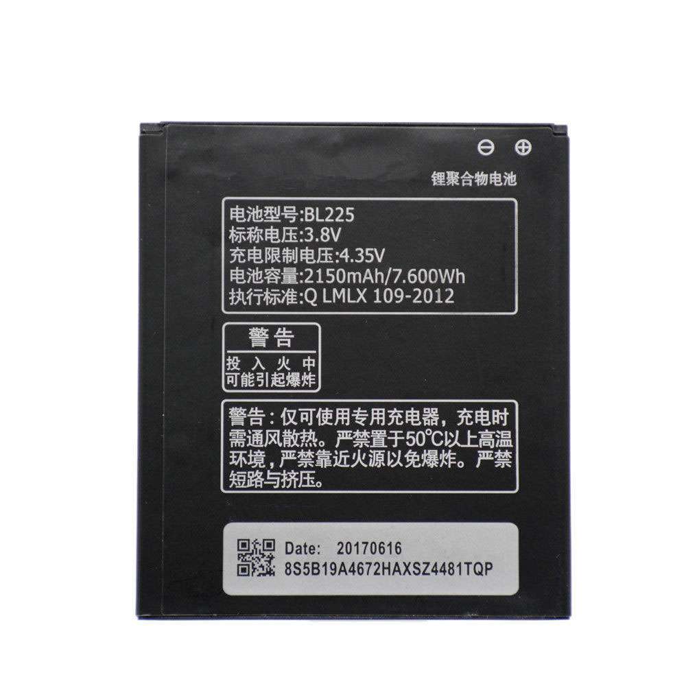 3.8V/4.35V 2150MAH/7.6Wh BL225 Smartphone Battery for Lenovo A785E A858 A858T S8 A708T A628T A620T A780E