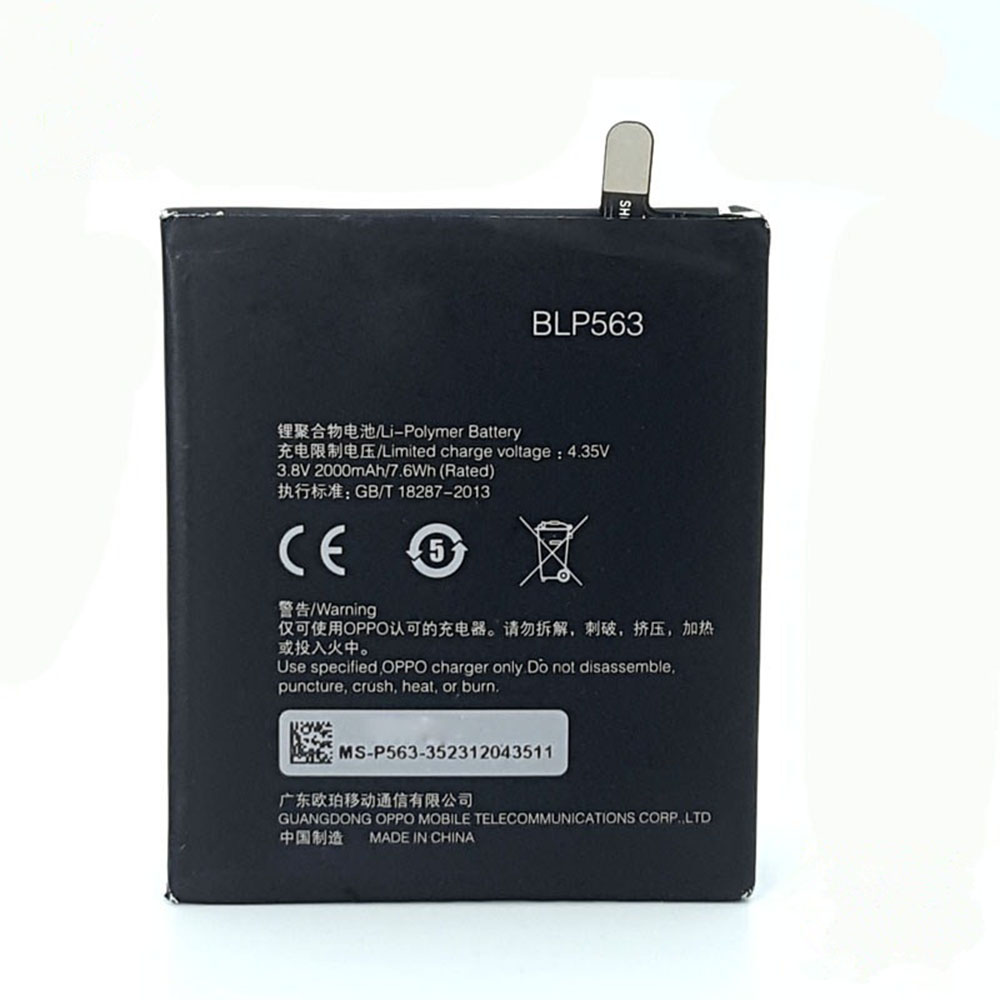 3.8V/4.35V 2000mAh/7.6WH BLP563 Smartphone Battery for OPPO R827T R827